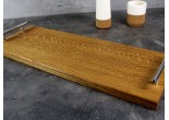 personalised oak tray with chrome handles 220x600